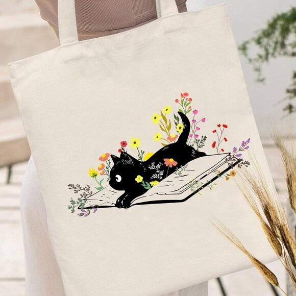 Brand New Canvas Tote Bag 15.7x14.9 Cat Pattern Eco-Gift - Picture 2 of 7